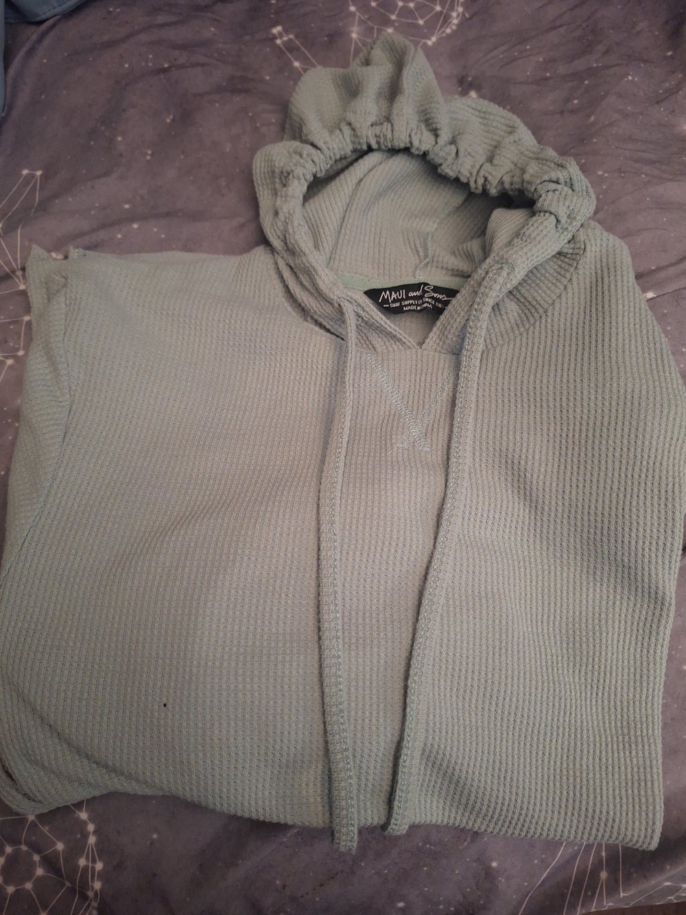 Maui and Sons Sage Green Waffle-Knit Hoodie